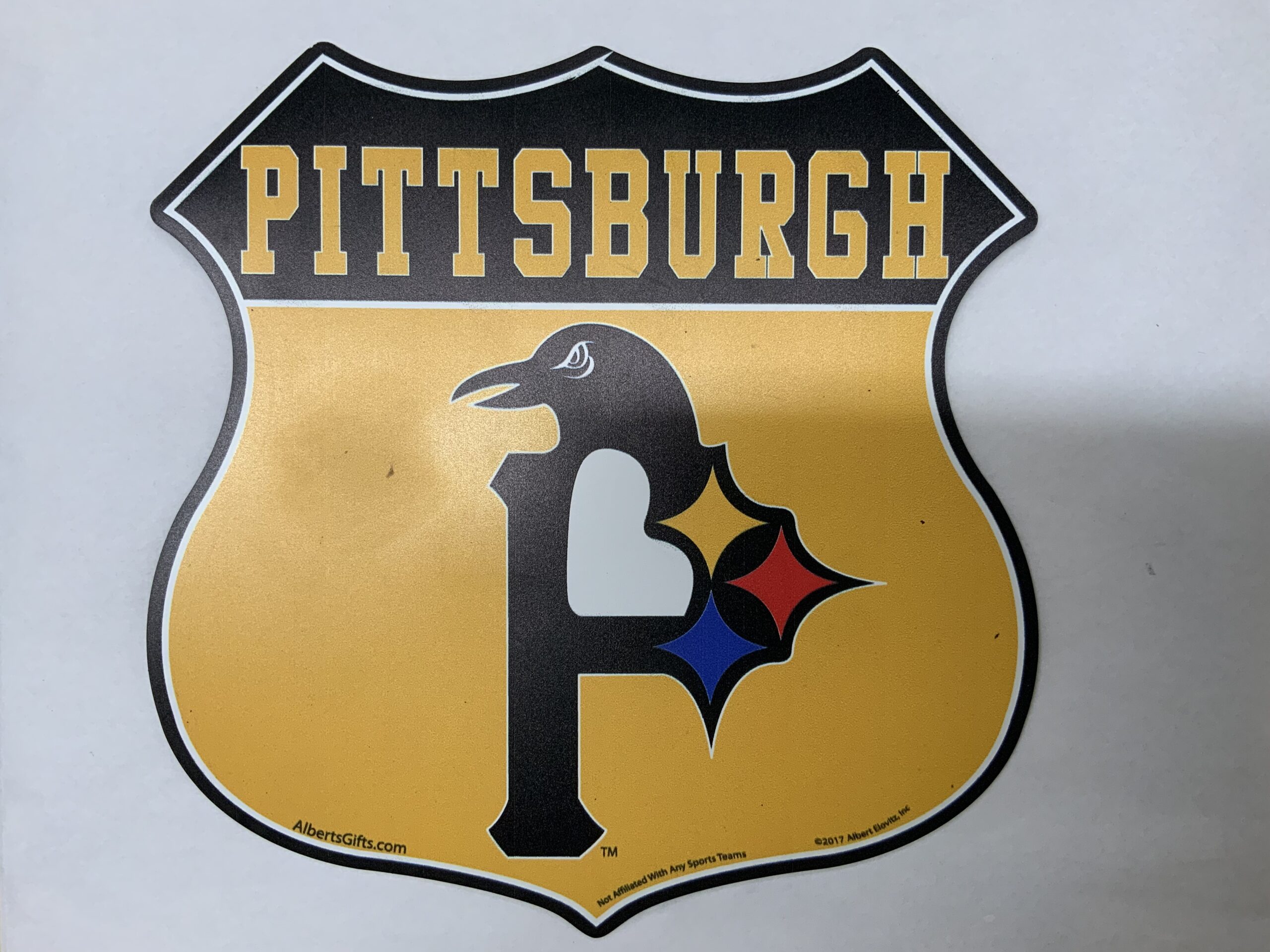 Pittsburgh Steelers 3 team road sign magnet 6.34x6.34