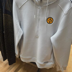 Pittsburgh Steelers Men's Cutter & Buck Roam Light Gray Color Rush 1/2 Zip Hoodie