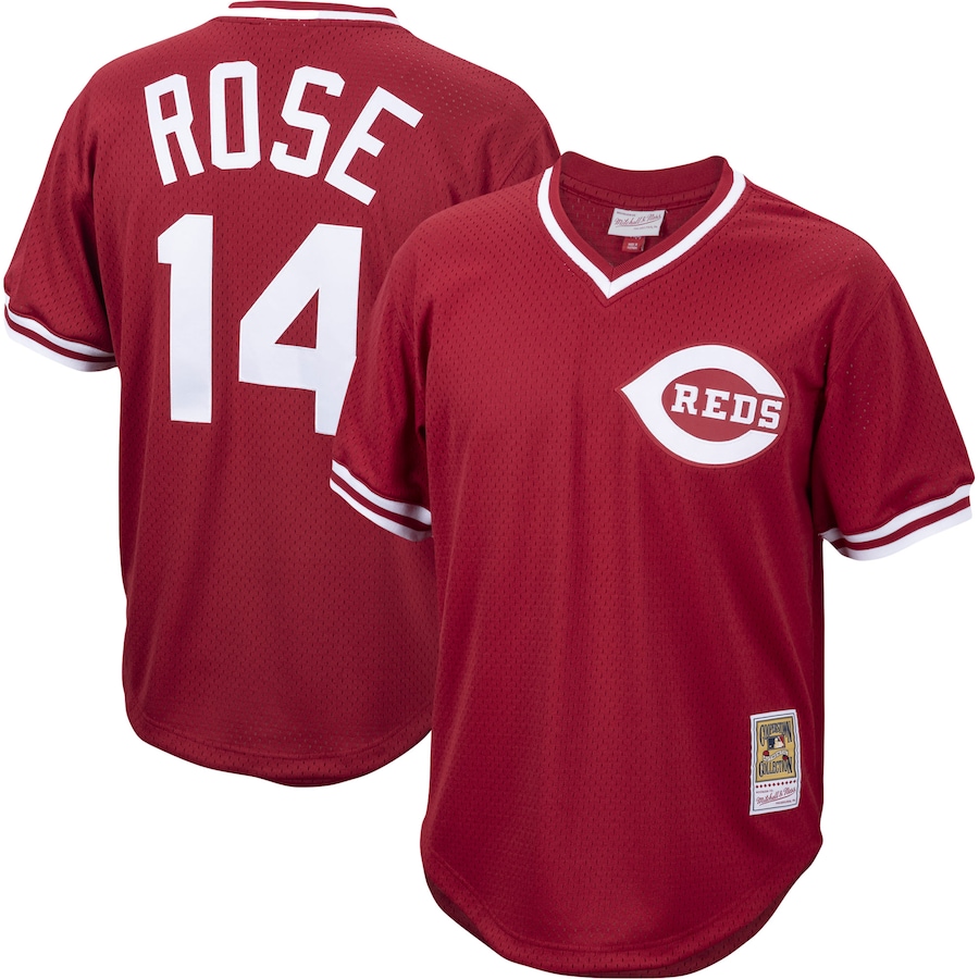 Mitchell & Ness Pete Rose White Cincinnati Reds Cooperstown Collection Authentic Jersey