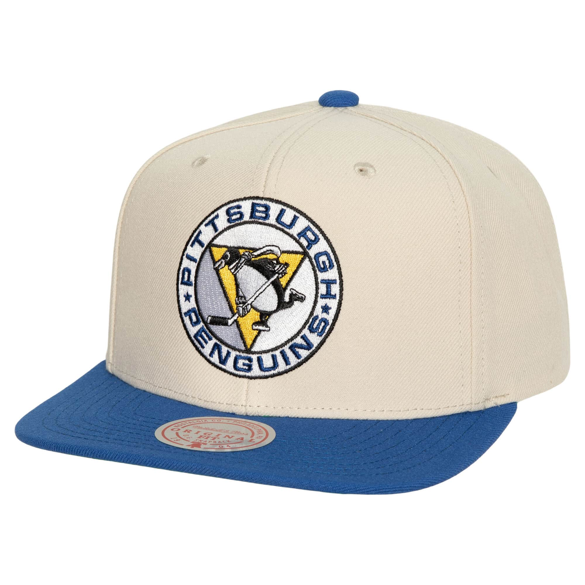 Mitchell & Ness Vintage Cream Snapback Hat Pittsburgh Penguins