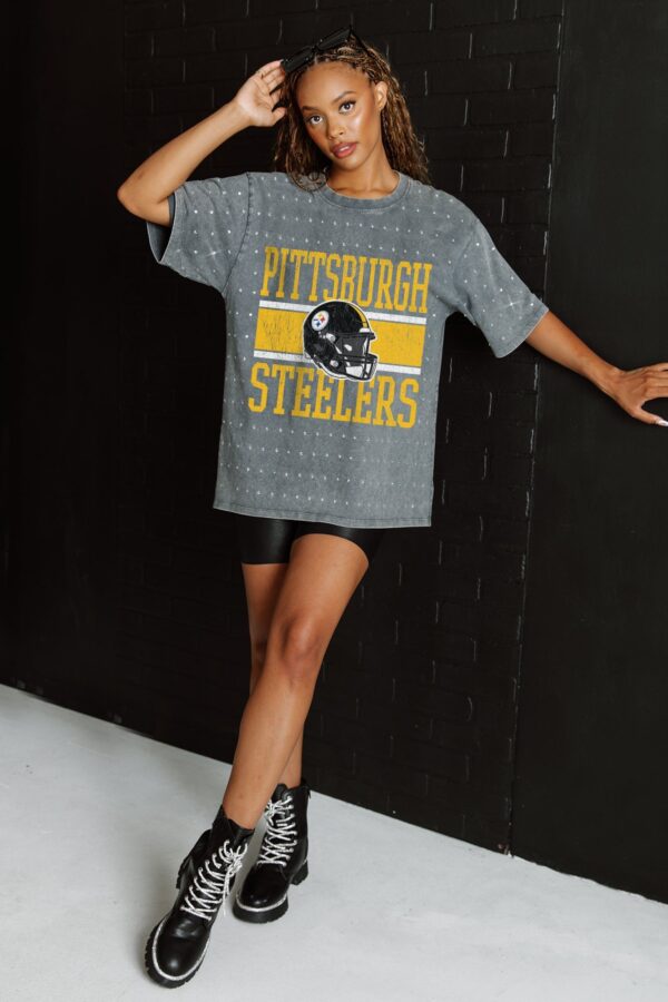 PITTSBURGH STEELERS Gameday Couture Women's ON THE BALL MINI RHINESTONE SHORT SLEEVE CLASSIC TEE - Image 4