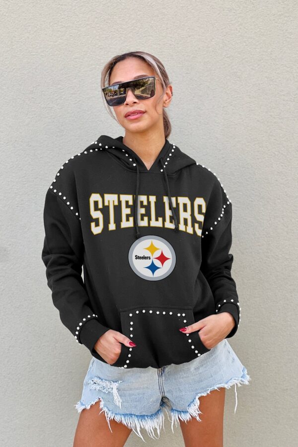 PITTSBURGH STEELERS Gameday Couture Women's CATCH THE VIBE STUDDED DETAIL FLEECE FRONT POCKET HOODIE - Image 2