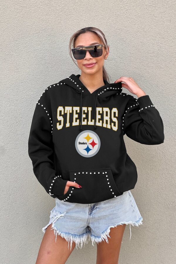 PITTSBURGH STEELERS Gameday Couture Women's CATCH THE VIBE STUDDED DETAIL FLEECE FRONT POCKET HOODIE - Image 4