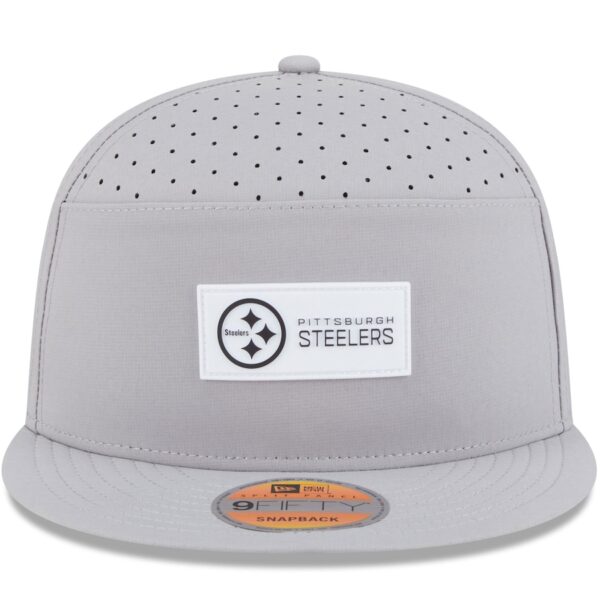 Pittsburgh Steelers New Era 2025 Sideline Split Panel 9FIFTY Snapback Hat - Gray - Image 3