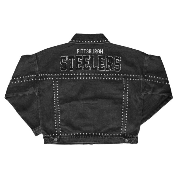 Pittsburgh Steelers G-III FOR HER Womens Studded Denim Jacket - Image 3