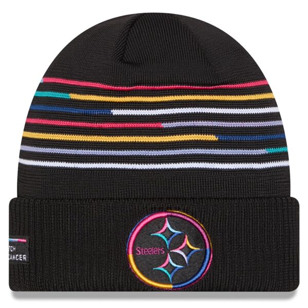 Pittsburgh Steelers New Era 2025 NFL Crucial Catch Cuffed Knit Hat - Black - Image 2
