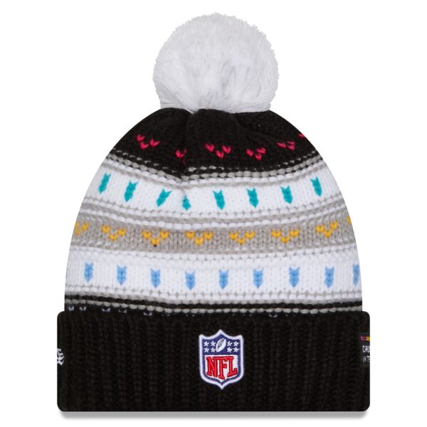 Pittsburgh Steelers New Era Women's 2025 NFL Crucial Catch Cuffed Knit Hat with Pom - Black - Image 3