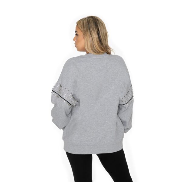 PITTSBURGH STEELERS Women's Gameday Couture COMPETITIVE EDGE OVERSIZED DROP SHOULDER CREWNECK FLEECE PULLOVER WITH RHINESTONE AND HEMATITE SHOULDER EMBELLISHMENTS - Image 6