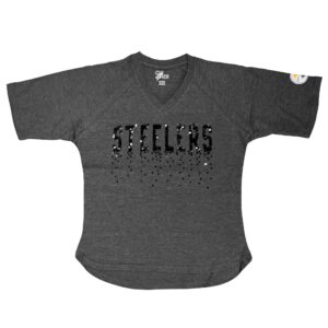 Women's Pittsburgh Steelers G-III 4 HER Grey V-Neck Sequin Top