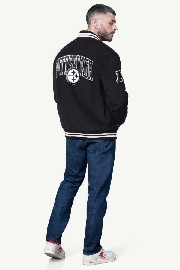 MENS PITTSBURGH STEELERS STARTER BLACKOUT CORDUROY VARSITY JACKET - Image 3