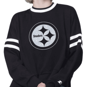 STARTER PITTSBURGH STEELERS WOMENS BLACK RALLY CREW SWEATSHIRT
