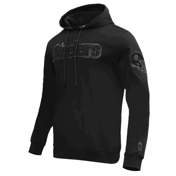 PITTSBURGH STEELERS PRO STANDARD TRIPLE BLACK MEN'S PULLOVER HOODIE - Image 3
