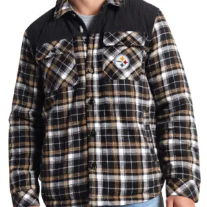 G-III Men's Pittsburgh Steelers Black Plaid Black Shirt Jacket