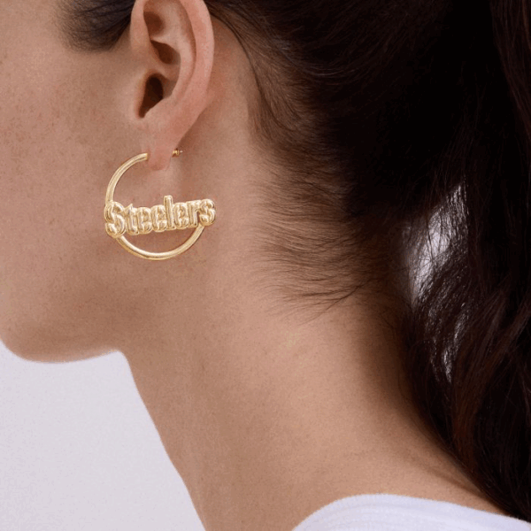 Pittsburgh Steelers BAUBLEBAR Wordmark Hoop Earrings - Image 3