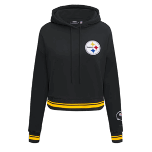 PITTSBURGH STEELERS PRO STANDARD BLK MASHUP WOMEN'S RIB CROPPED PO HOODIE