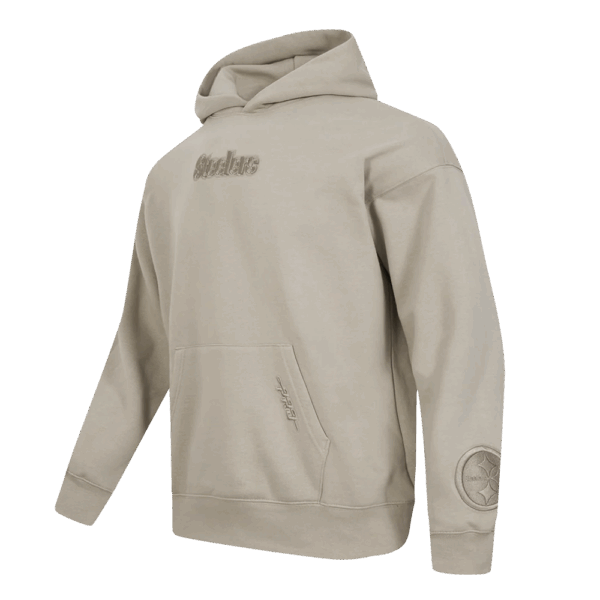 PITTSBURGH STEELERS PRO STANDARD TAUPE WINGSPAN MEN'S DROP SHOULDER PO HOODIE - Image 4