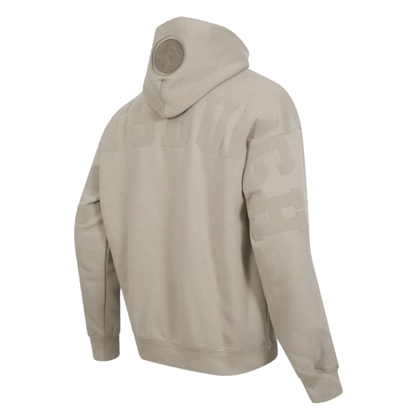 PITTSBURGH STEELERS PRO STANDARD TAUPE WINGSPAN MEN'S DROP SHOULDER PO HOODIE - Image 5