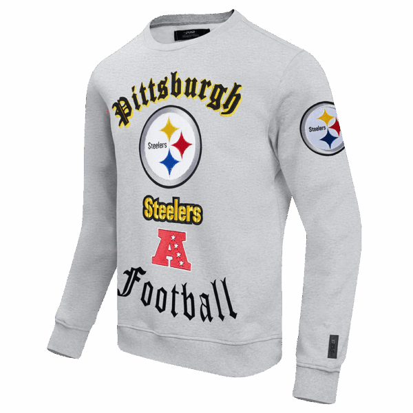 PITTSBURGH STEELERS PRO STANDARD GREY OLD ENGLISH MEN'S CREWNECK - Image 2