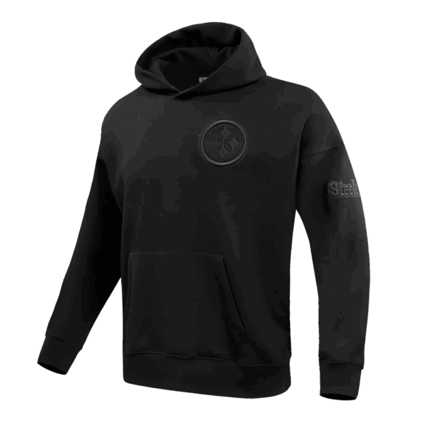 PITTSBURGH STEELERS PRO STANDARD BLK  NEUTRAL DROP SHOULDER MEN'S PULLOVER HOODIE - Image 4