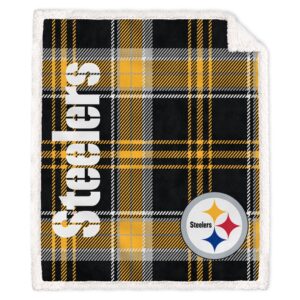 Pittsburgh Steelers Pegasus 50" x 60" Playmaker Plaid Ultra Cozy Sherpa Throw