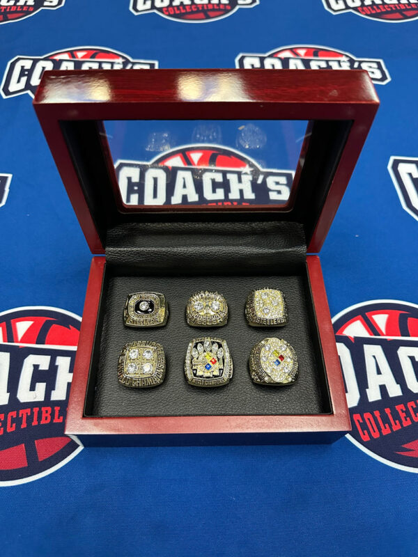 Pittsburgh Steelers 6pc Replica Super Bowl Ring Set w/ Display Box