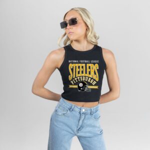 Pittsburgh Steelers Gameday Couture Women's Mic Drop Essential Ribbed Crop Tank Top - Black Clothing