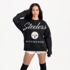 Pittsburgh Steelers Gameday Couture Women's Legacy Club Premium Fleece Drop Shoulder Oversized Sweatshirt - Black Clothing