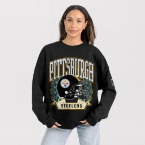 Pittsburgh Steelers Gameday Couture Women's Oversized Victory Lane Black Label Premium Fleece Sweatshirt - Black Clothing
