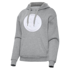 Pittsburgh Steelers Antigua Womens Victory Full Front Logo Pullover Hood Grey Heather #97