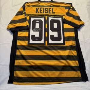 BRETT KEISEL AUTOGRAPHED PITTSBURGH STEELERS NIKE JERSEY PSA COA BUMBLEBEE 80TH SEASON PATCH