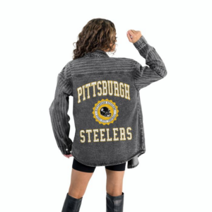Pittsburgh Steelers Women's Gameday Couture Instant Replay Rhinestone Shacket Clothing