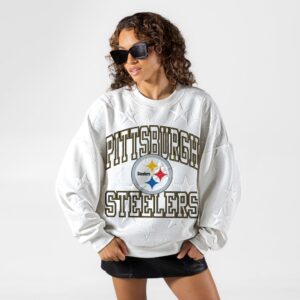 Pittsburgh Steelers Gameday Couture Women's Big Play Energy Tonal Star Embossed Sweatshirt - White Clothing