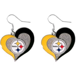 PITTSBURGH STEELERS SWIRL HEART WOMENS EARRINGS