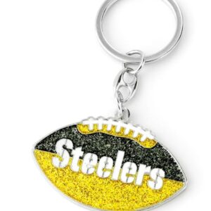 PITTSBURGH STEELERS GLITTER FOOTBALL KEYCHAIN - BLACK