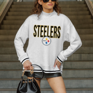 PITTSBURGH STEELERS GAMEDAY COUTURE RALLY POINT CONTRAST MOCKNECK PULLOVER Women’s Ladies Clothing