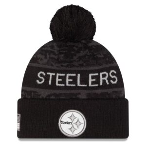 Pittsburgh Steelers New Era 2026 Salute To Service Cuffed Knit Hat with Pom - Black