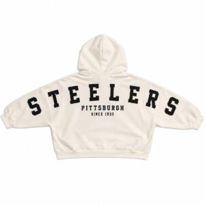 Pittsburgh Steelers Women's Cream & Black Full Zip Starter Hoodie Ladies Clothing