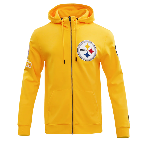 PITTSBURGH STEELERS PRO STANDARD CLASSIC CHENILLE MEN'S DOUBLE KNIT FULL ZIP HOODIE - Image 2