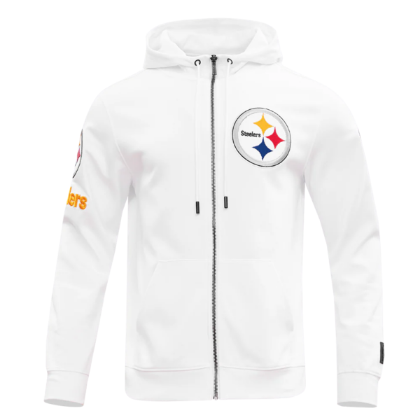 PITTSBURGH STEELERS PRO STANDARD CLASSIC CHENILLE MEN'S DOUBLE KNIT FULL ZIP HOODIE - Image 2