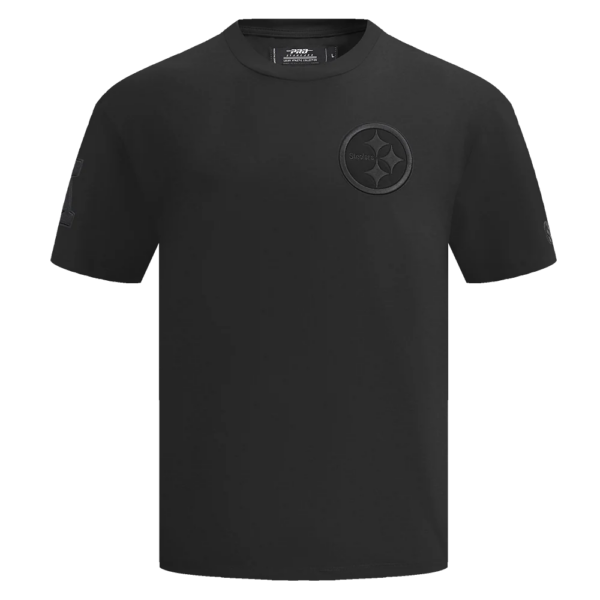 PITTSBURGH STEELERS BLK NEUTRAL COTTON JERSEY DROP SHOULDER TEE