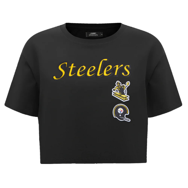 PITTSBURGH STEELERS PRO STANDARD BLK RETRO CLASSIC WOMEN'S BOXY TEE - Image 2