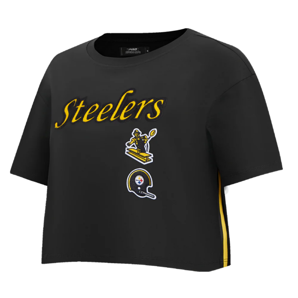 PITTSBURGH STEELERS PRO STANDARD BLK RETRO CLASSIC WOMEN'S BOXY TEE - Image 3