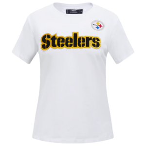 PITTSBURGH STEELERS PRO STANDARD WHITE CLASSIC SHORT SLEEVE WOMEN'S SINGLE JERSEY SLIM FIT TEE