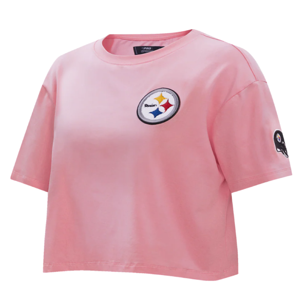 PITTSBURGH STEELERS PRO STANDARD PINK CLASSIC WOMEN'S SINGLE JERSEY BOXY TEE - Image 3
