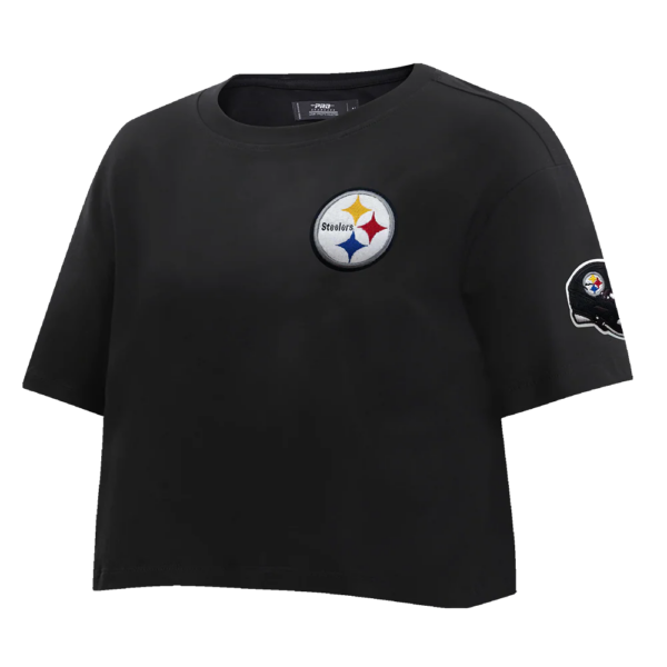 PITTSBURGH STEELERS PRO STANDARD BLK CLASSIC WOMEN'S SINGLE JERSEY BOXY TEE - Image 3