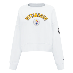 PITTSBURGH STEELERS PRO STANDARD WHITE CLASSIC WOMEN'S FLEECE CREWNECK