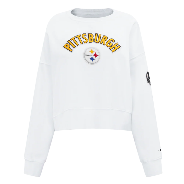 PITTSBURGH STEELERS PRO STANDARD WHITE CLASSIC WOMEN'S FLEECE CREWNECK