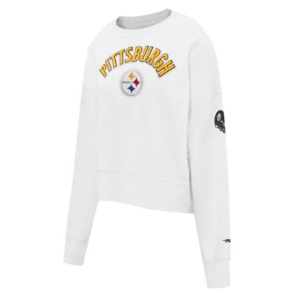 PITTSBURGH STEELERS PRO STANDARD WHITE CLASSIC WOMEN'S FLEECE CREWNECK - Image 3