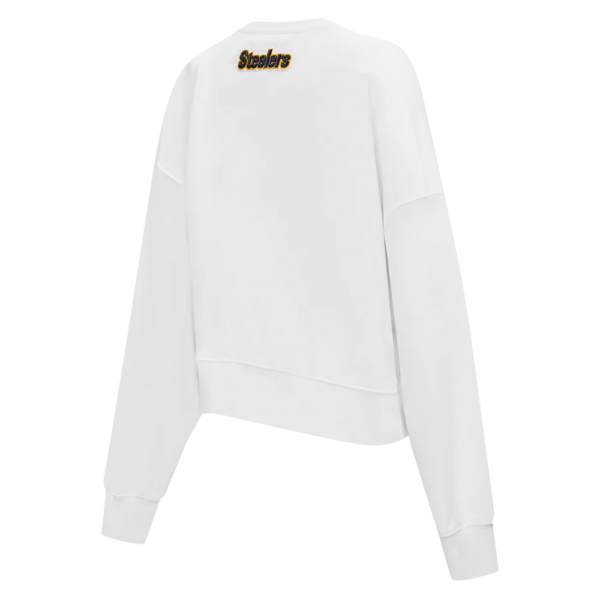 PITTSBURGH STEELERS PRO STANDARD WHITE CLASSIC WOMEN'S FLEECE CREWNECK - Image 4