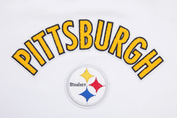 PITTSBURGH STEELERS PRO STANDARD WHITE CLASSIC WOMEN'S FLEECE CREWNECK - Image 7